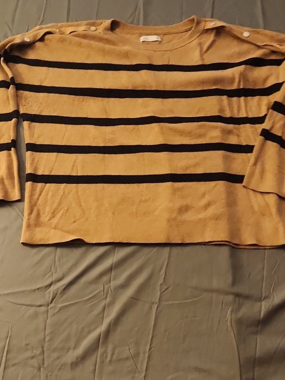 Croft & Barrow 2XL Brown Black Striped Knit Crew Neck Sweater